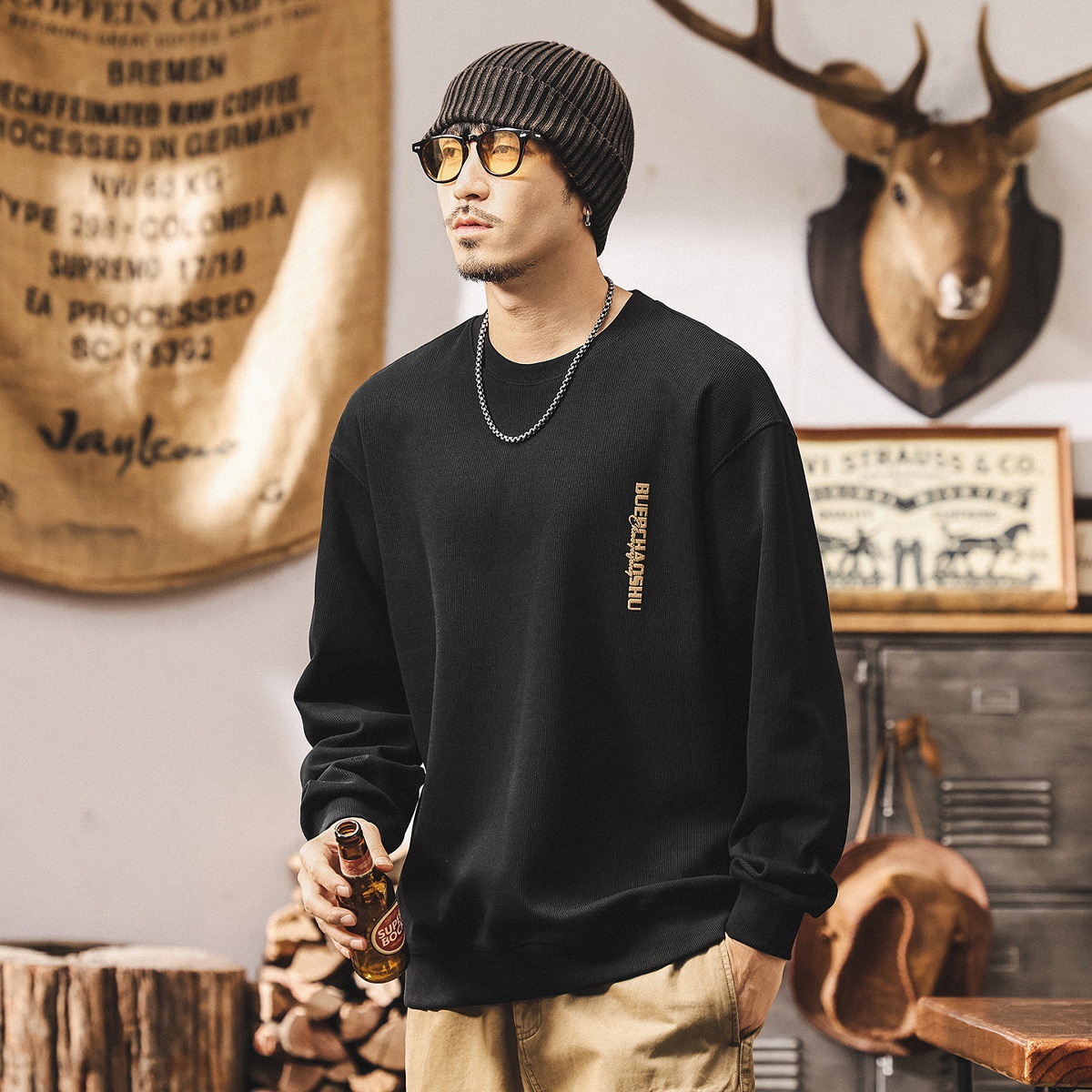 美式復古衛衣男春秋2025新款潮牌380g重磅男士寬鬆大碼休閒上衣潮