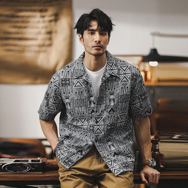 杰雷諾經典夏威夷襯衫男短袖夏季寬鬆帥氣潮流美式休閒Aloha襯衣