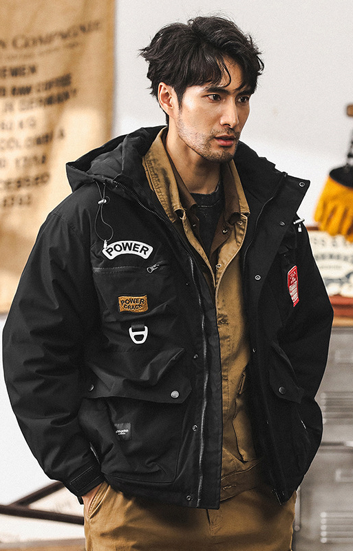 美式潮牌工裝羽絨服男冬季加厚戶外抗寒保暖戰術機能外套男秋冬款