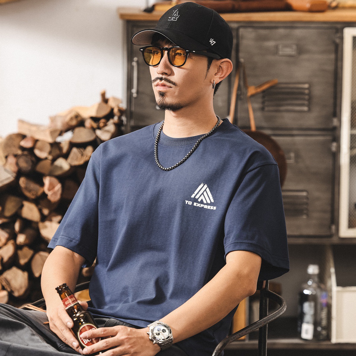 美式短袖t恤男夏季新款時尚潮流印花半袖體恤男寬鬆休閒上衣