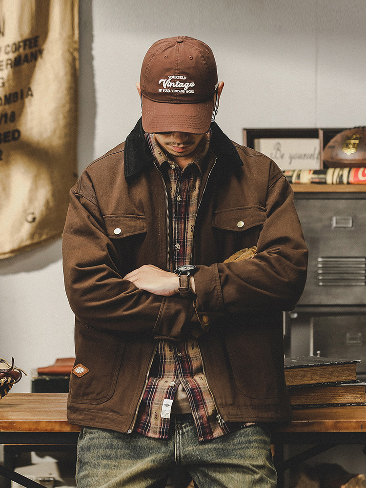 美拉德工裝夾克男2024年春秋款美式復古重磅寬鬆休閒底特律外套男