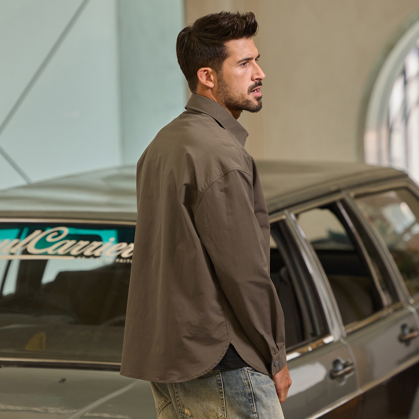 美式重磅復古工裝襯衫男春季2026新款T恤男士長袖上衣寬鬆POLO衫