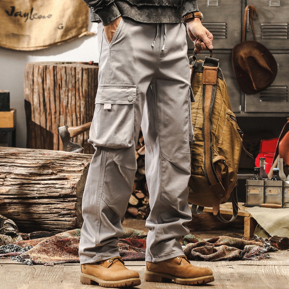 美式機能傘兵工裝褲子男秋季新款潮牌戶外通勤長褲寬鬆男士休閒褲