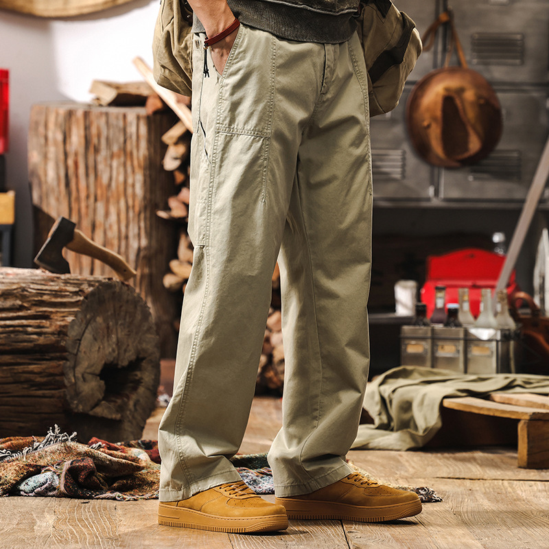 美式復古薄款工裝褲子男春季2025新款潮牌休閒褲男士寬鬆直筒長褲