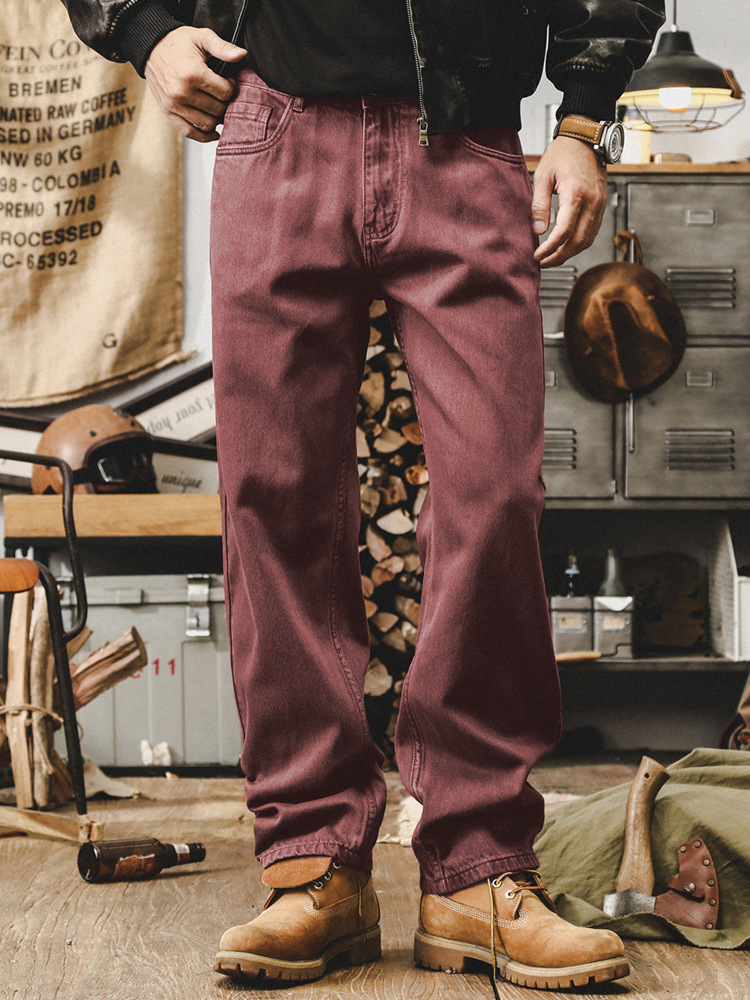 美式經典復古直筒牛仔褲男秋季潮牌褲子男寬鬆簡約百搭男士休閒褲