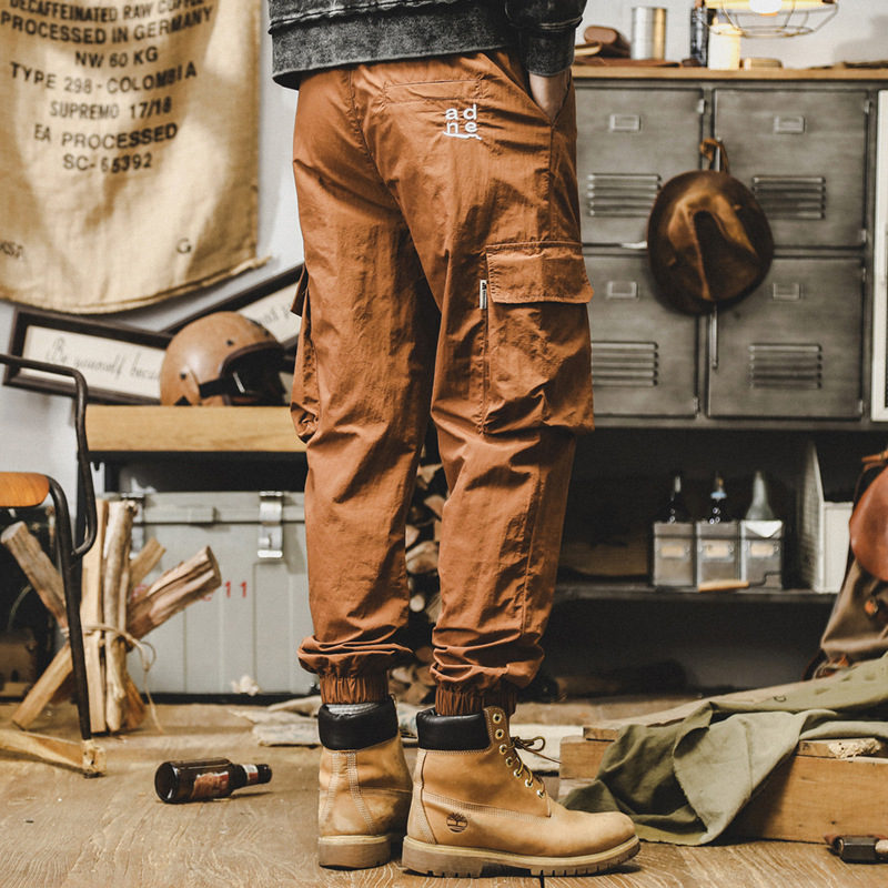 美式復古工裝褲子男秋季2024新款寬鬆大碼城市通勤直筒束腳休閒褲