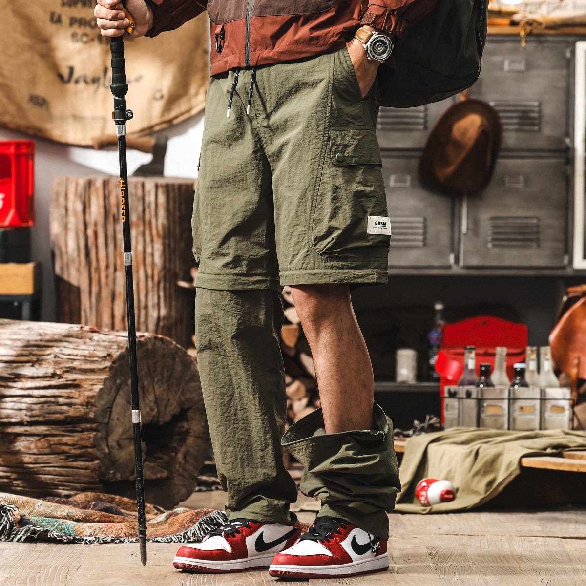 拼接可拆卸褲子男2025新款夏季薄款工裝褲美式寬鬆直筒男士休閒褲