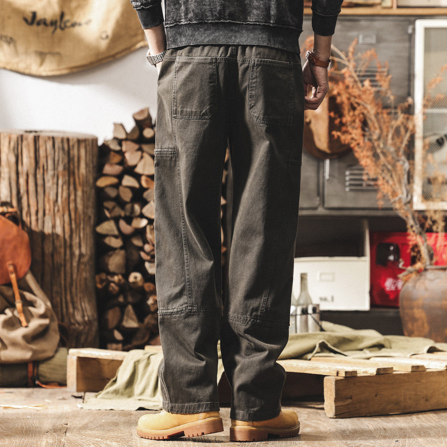 美式復古工裝褲子男春季直筒2026新款男褲潮牌水洗寬鬆休閒長褲男