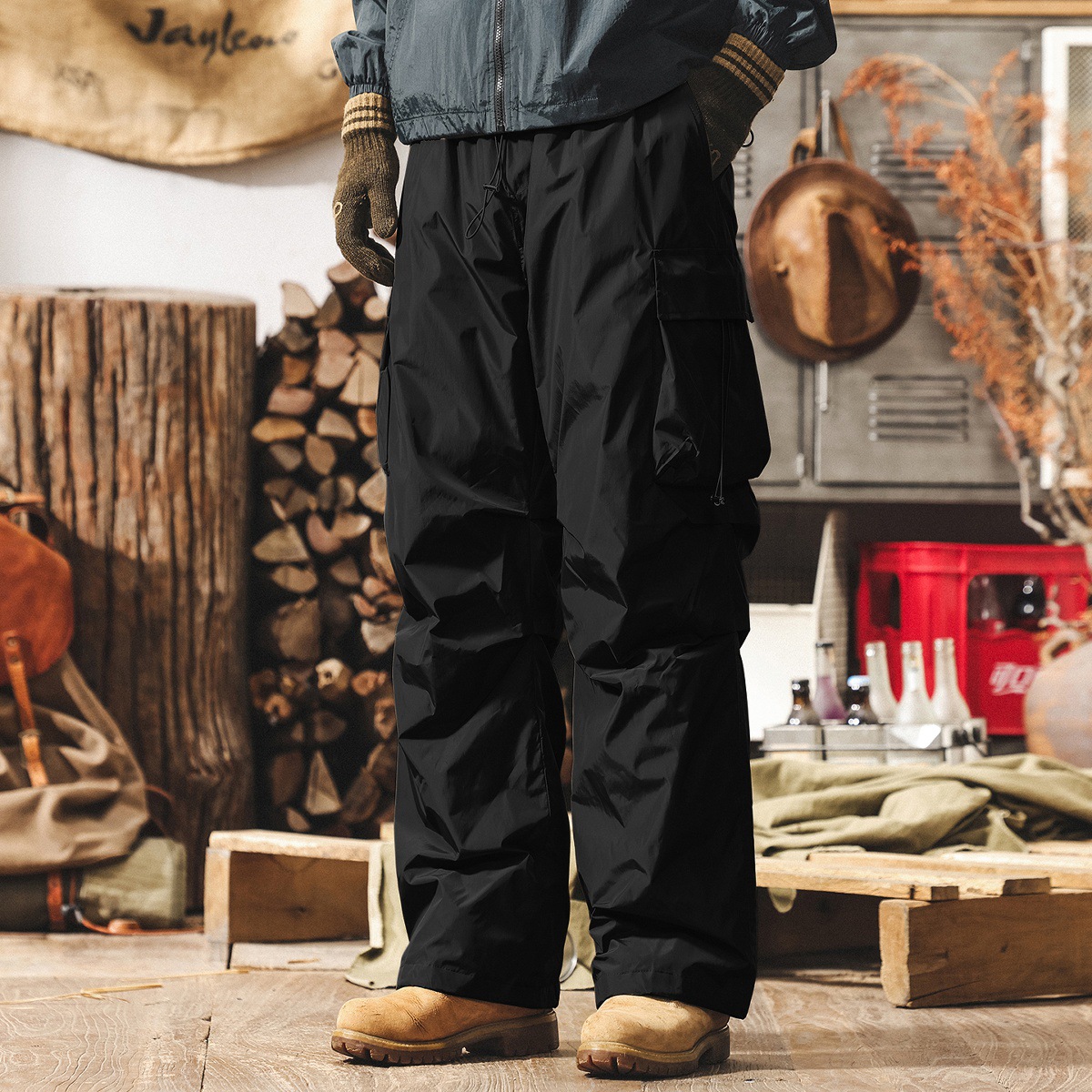 美式復古90%白鴨絨禦寒工裝羽絨褲男冬季加厚潮牌機能傘兵滑雪褲