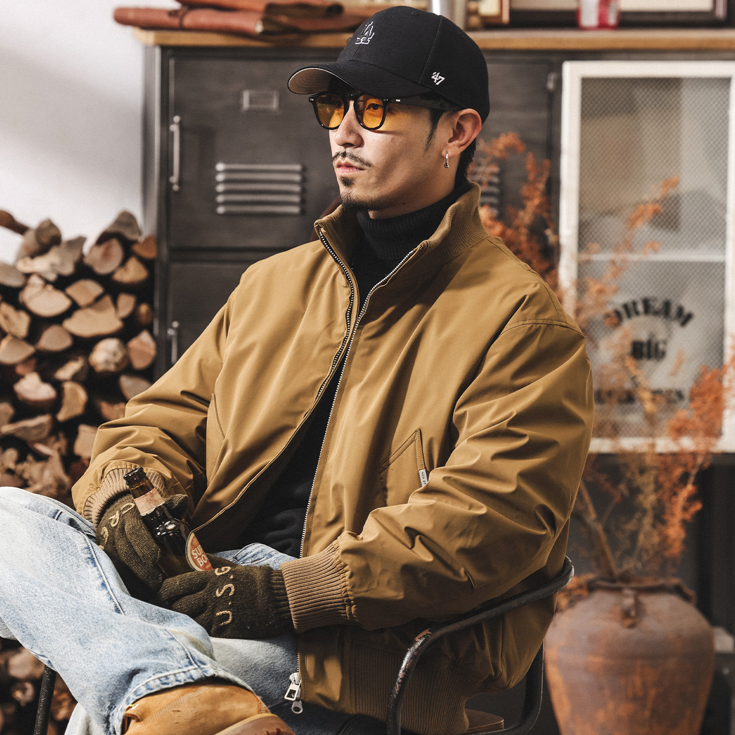 美式復古90白鴨絨短款羽絨服男冬季加厚保暖寬鬆工裝飛行夾克外套