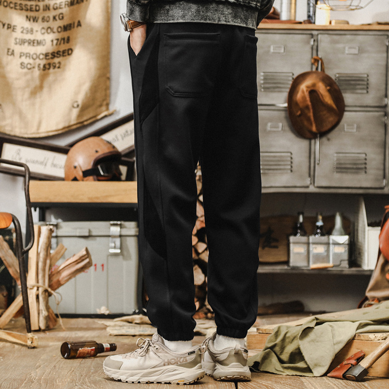 美式復古360g重磅休閒褲子男2024秋季新款慵懶風寬鬆直筒束腳衛褲