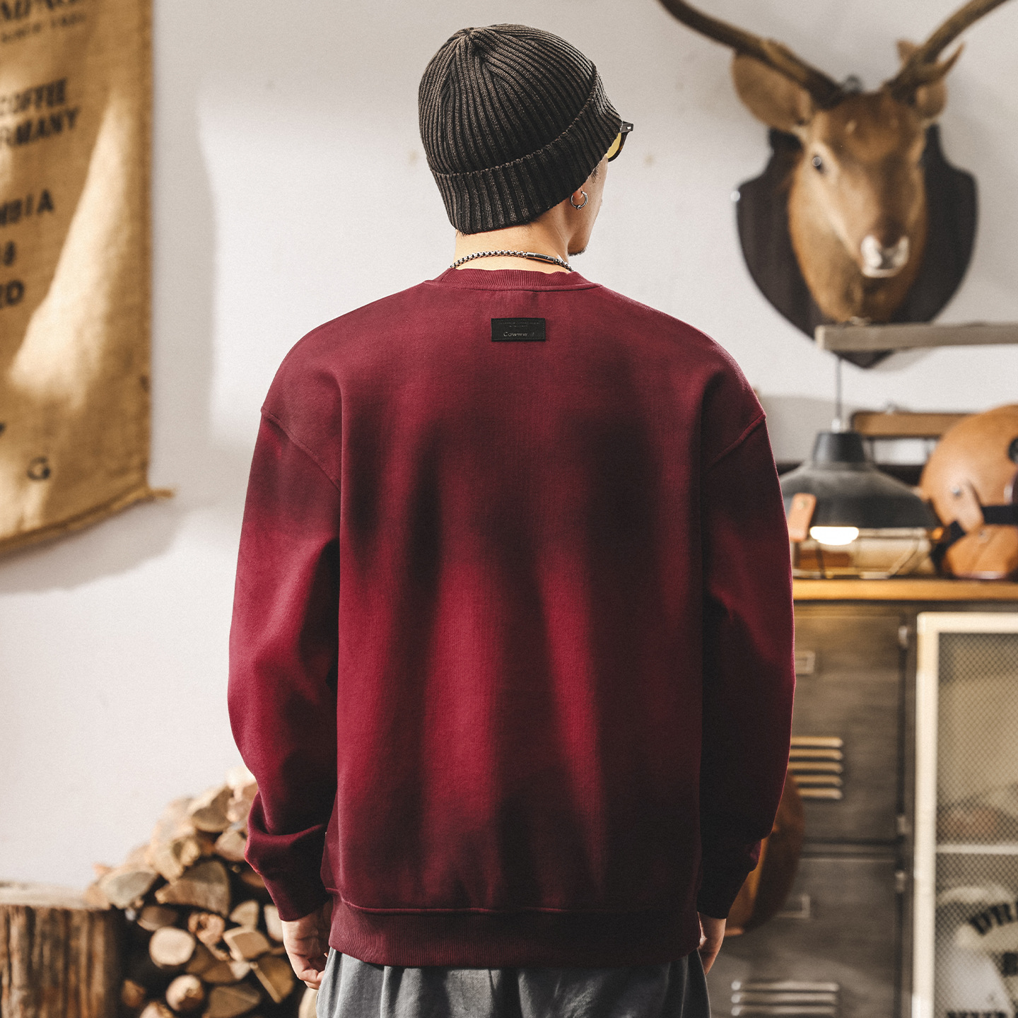 美式復古臟染水洗360g重磅衛衣男春秋2025新款潮牌寬鬆休閒上衣男