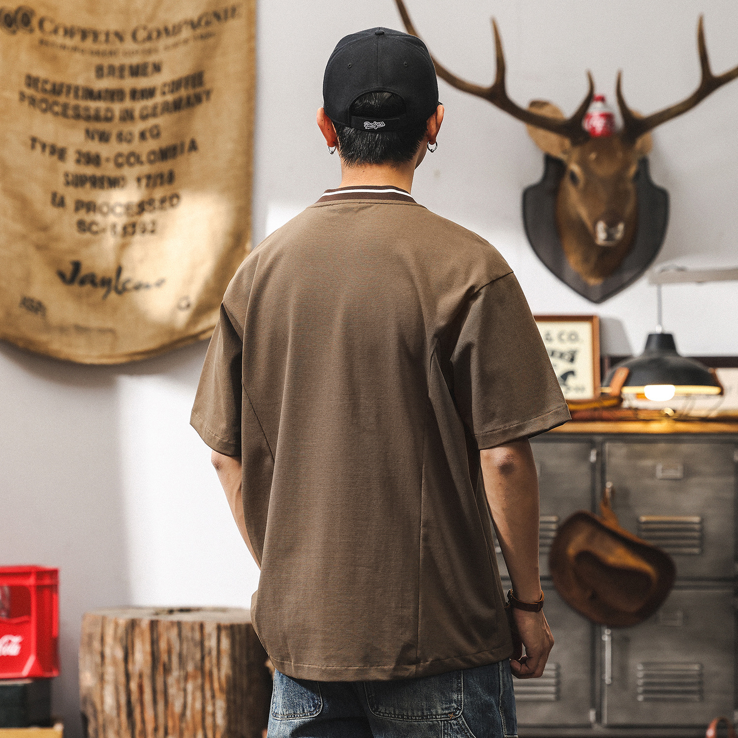 【索羅娜涼感科技】短袖男夏季男士T恤潮牌設計感半截袖美式上衣