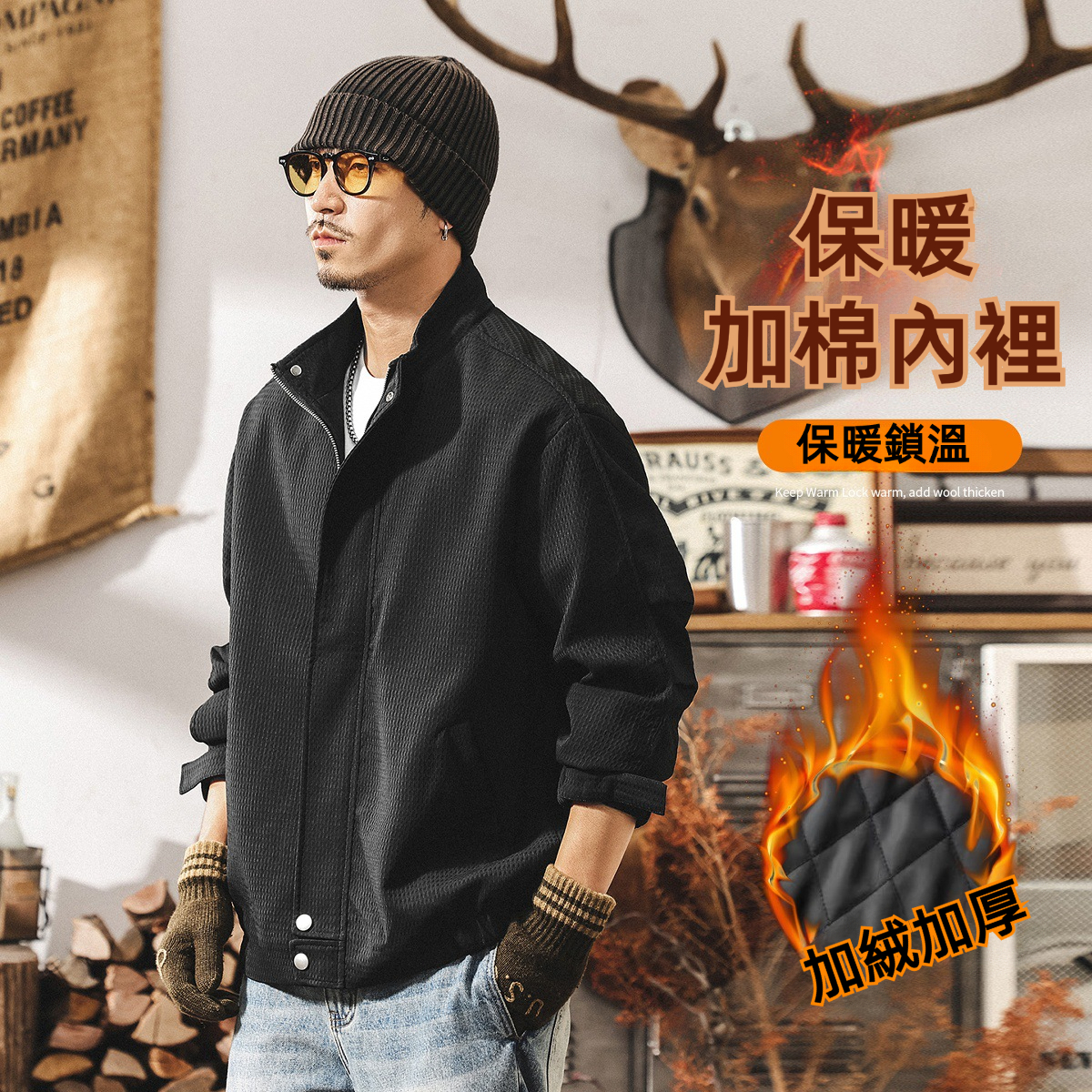美式復古加厚保暖工裝棉服男士外套冬季新款潮牌休閒寬鬆夾克棉衣