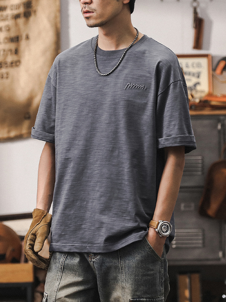 美式重磅男士短袖T恤夏季寬鬆大碼男裝2024新款寬鬆體恤男款