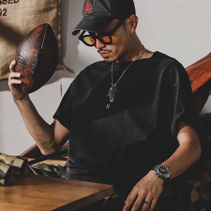 美式250g重磅T恤男短袖夏季ins潮流復古酵磨寬鬆基礎款打底衫