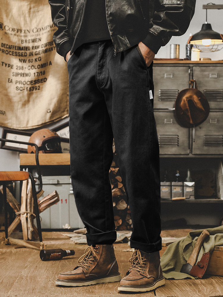 杰雷諾美式復古重磅工裝褲子男秋季潮牌百搭炒洗寬鬆直筒休閒長褲