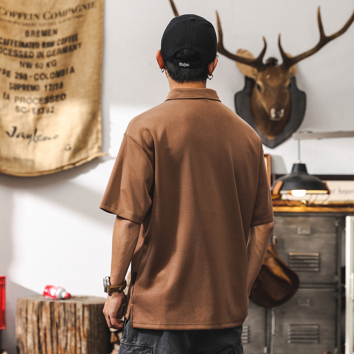 莫代爾空氣層垂感短袖T恤男西甲2025新款涼感美式復古男士polo衫