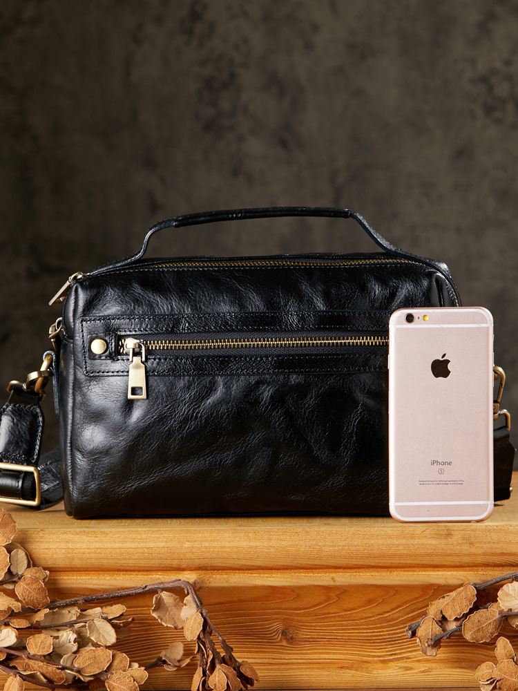 原創手工植鞣牛皮單肩包男士真皮斜挎包休閒時尚多功能手提包男包