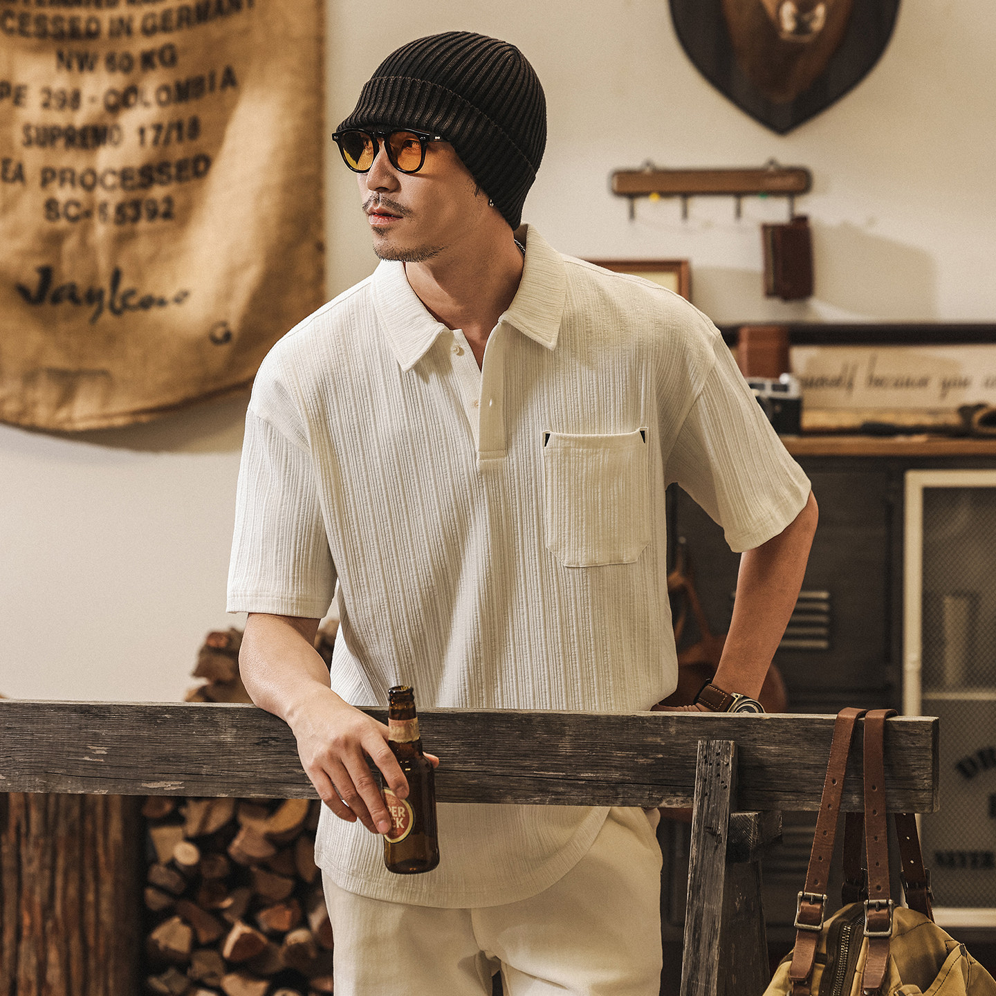 美式復古老錢風Polo衫短袖男夏季休閒潮牌230重磅T恤男寬鬆上衣男