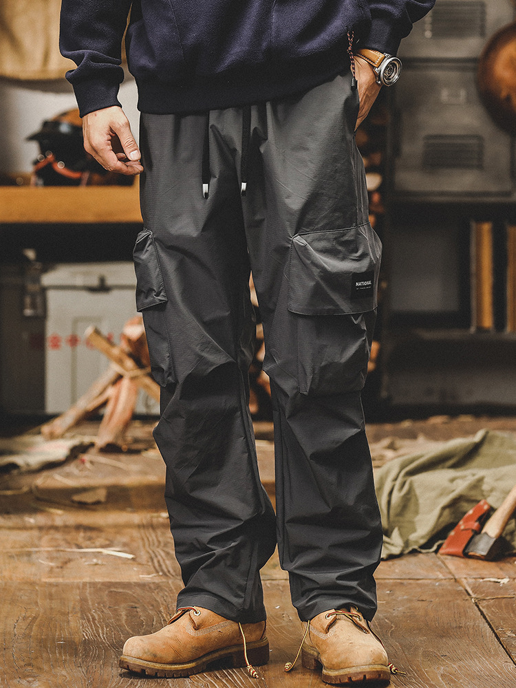 美式工裝褲子男春季2024新款戰術機能褲子男潮流寬鬆直筒休閒褲男