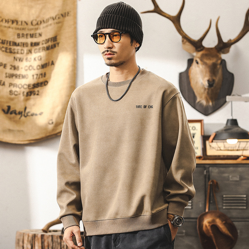 美式復古350g重磅衛衣男秋季新款潮牌雲霧炒洗做舊寬鬆休閒上衣男