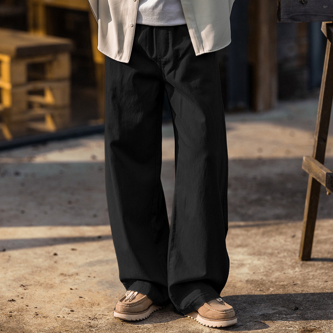 萊賽爾天絲褲子男春季2026新款潮牌男士休閒褲寬鬆薄款闊腿長褲男