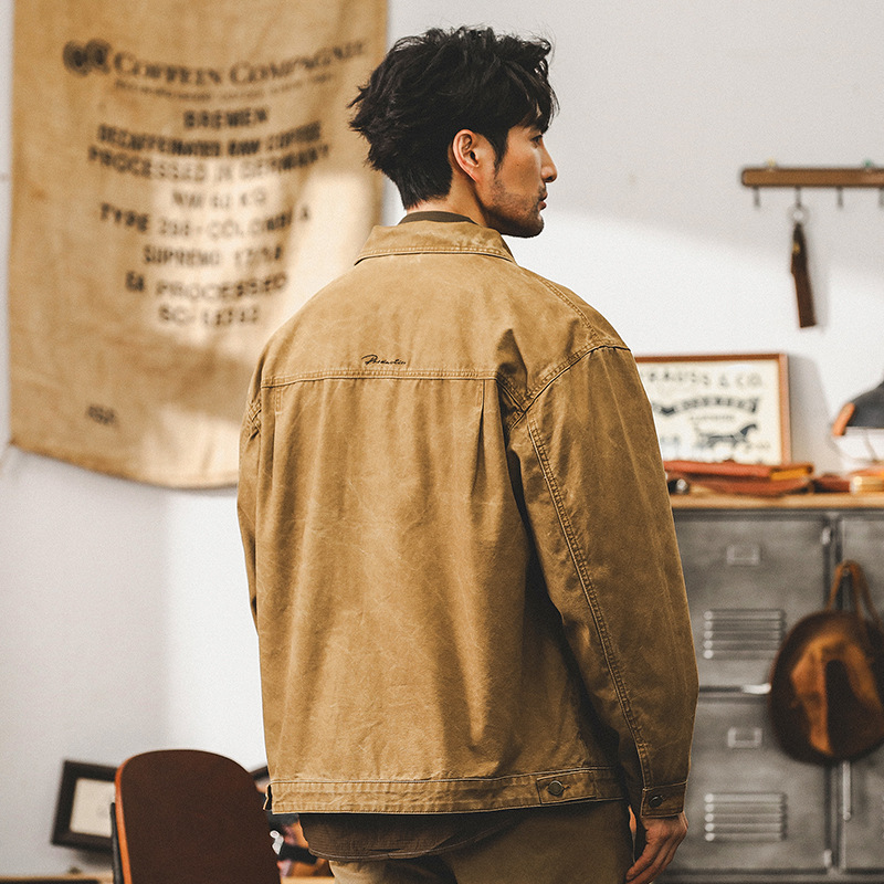 美式重磅複古工裝夾克男春秋款潮牌多口袋寬松休閑硬漢秋季外套男