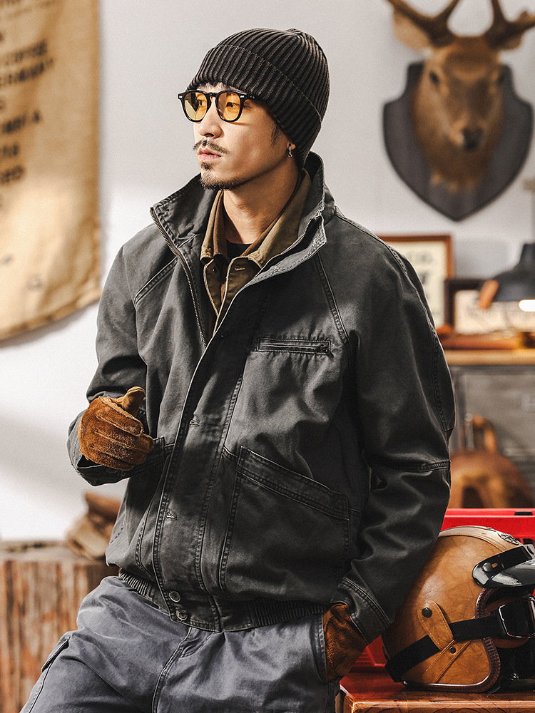 美式復古底特律工裝夾克外套男春季潮牌2025新款做舊阿美咔嘰男裝