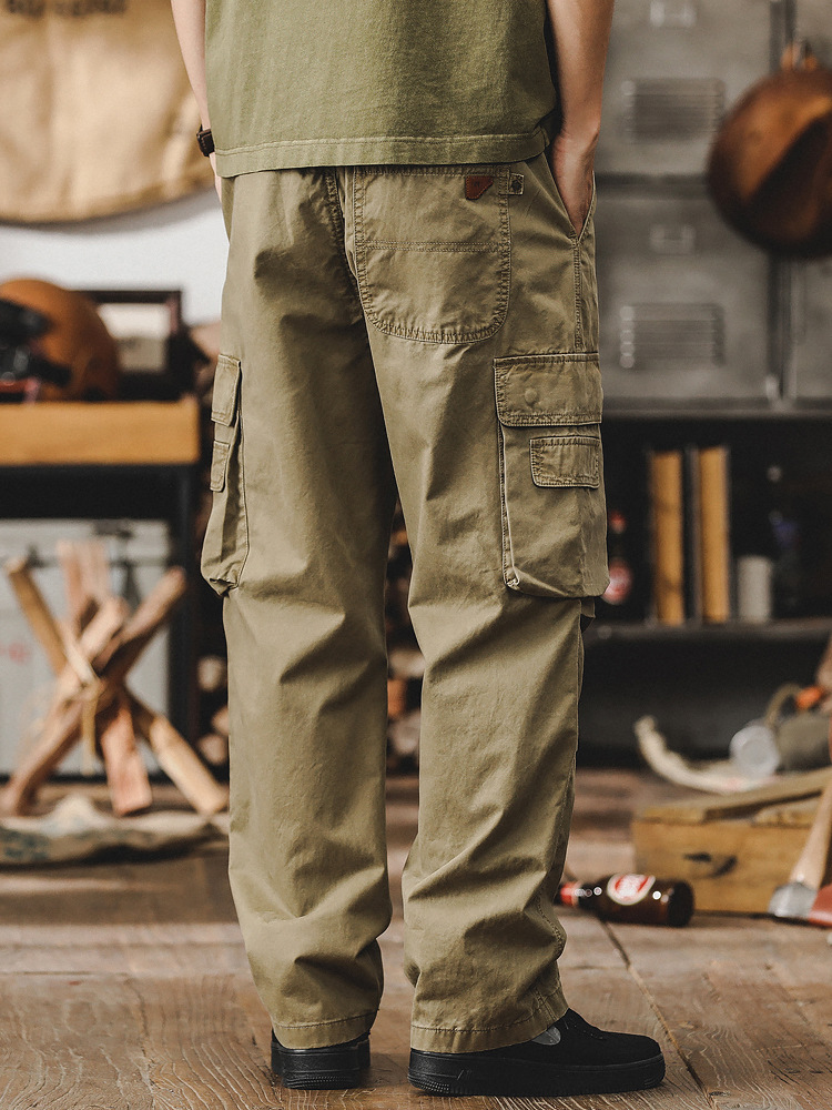 美式重磅復古工裝褲子男寬鬆直筒機能傘兵戶外獵裝戰術男士休閒褲