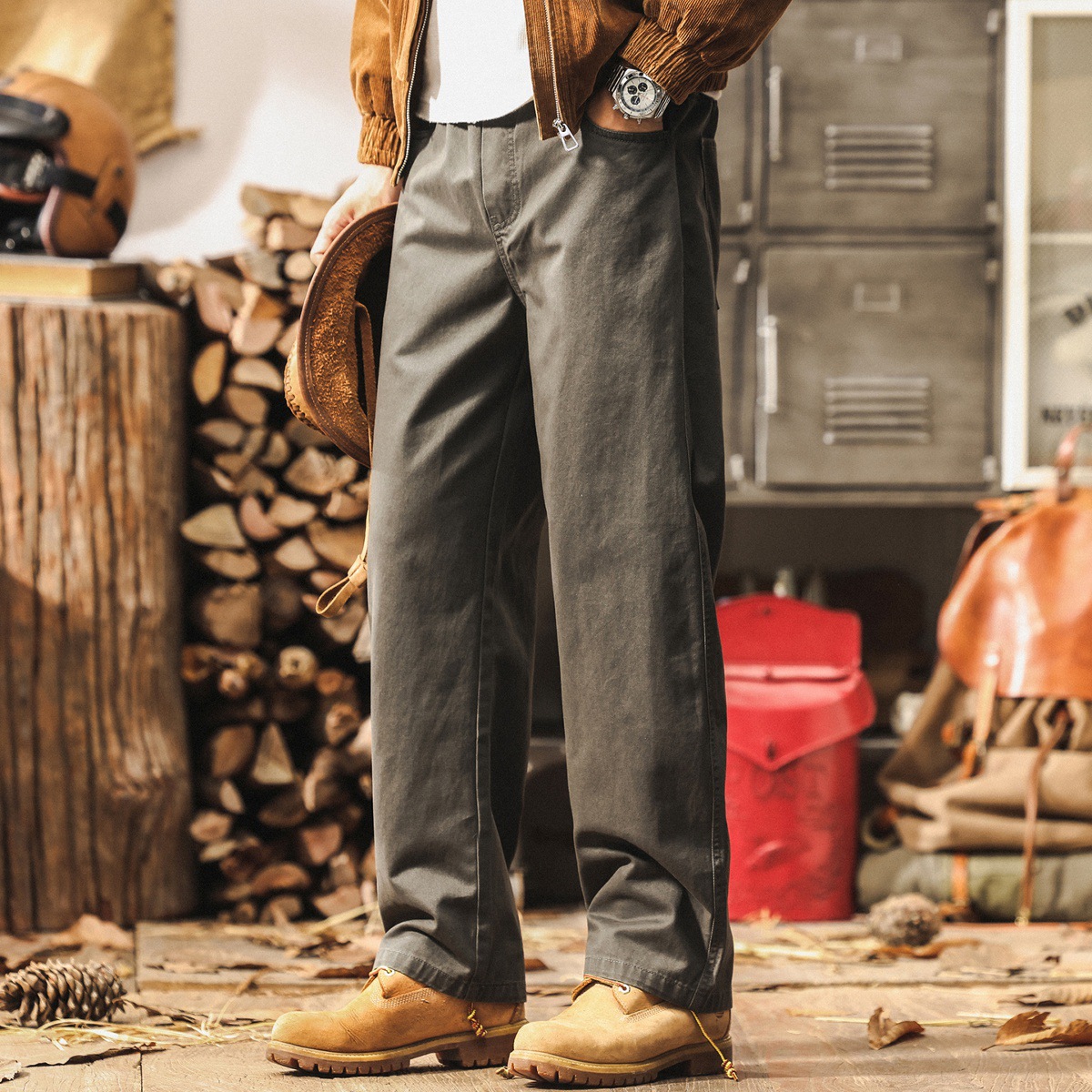 美式復古簡約工裝褲男2025新款秋季休閒褲子男士潮牌寬鬆直筒長褲
