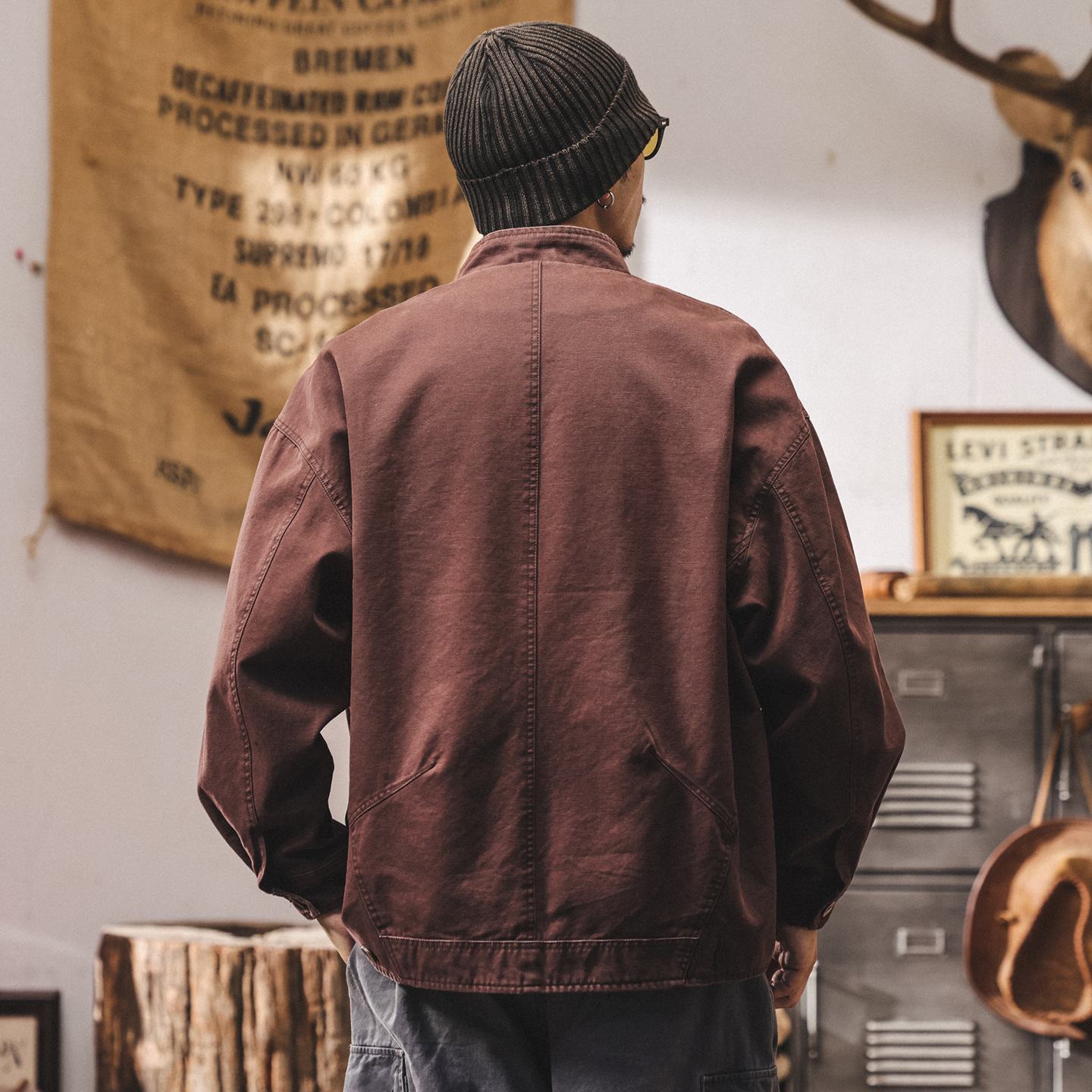 美式復古重磅工裝外套男春秋潮流帥氣寬鬆休閒阿美咔嘰夾克男秋季