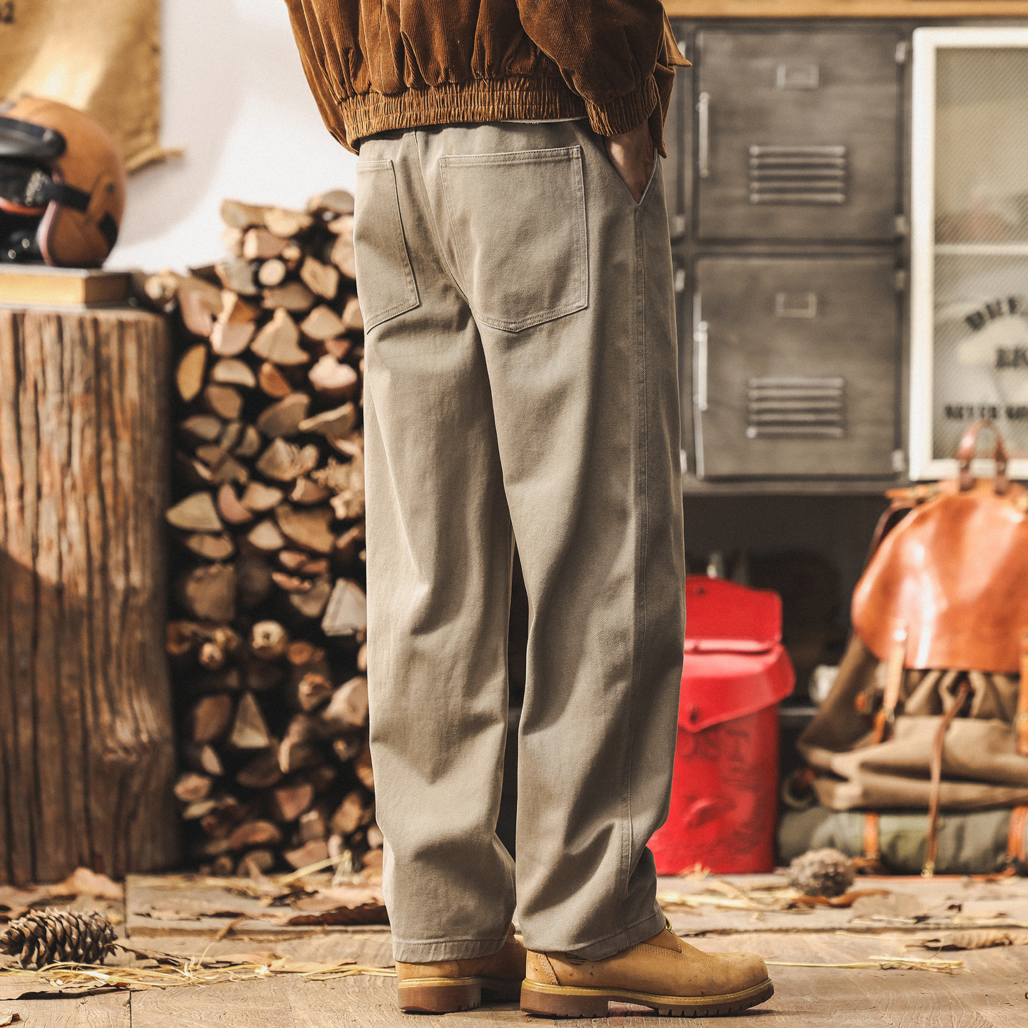 美式復古秋季卡其色工裝褲子男士2025新款潮牌直筒長褲寬鬆休閒褲