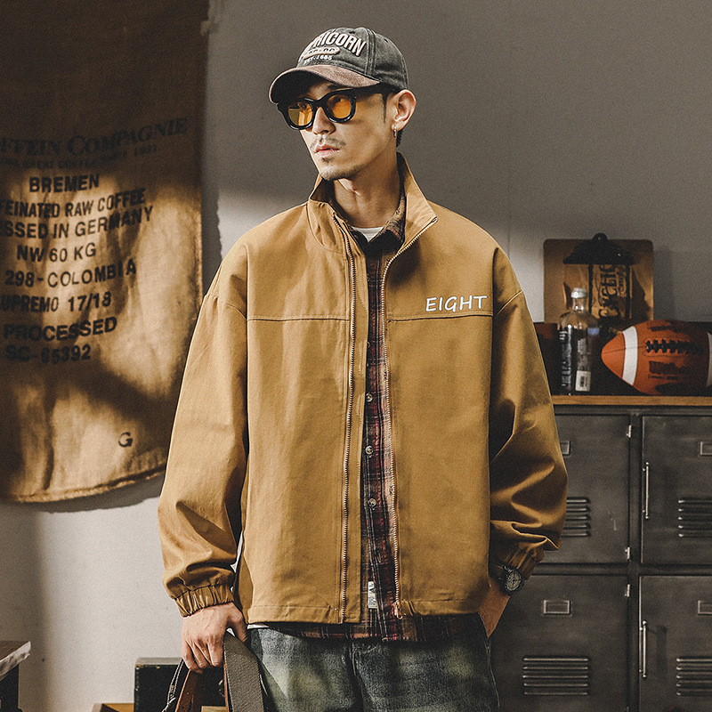 杰雷諾美式復古潮牌工裝夾克男寬鬆大碼秋冬款休閒百搭教練服男