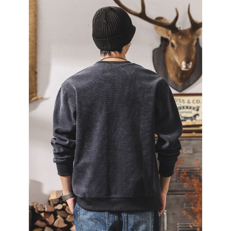 美式復古380g重磅衛衣男春秋2025新款提花拼接加厚秋冬寬鬆上衣男