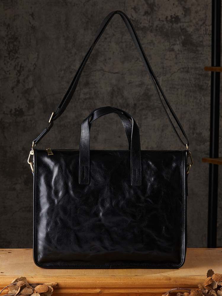 手工植鞣皮手提包男士商務包休閒時尚單肩斜挎包頭層牛皮公文包潮