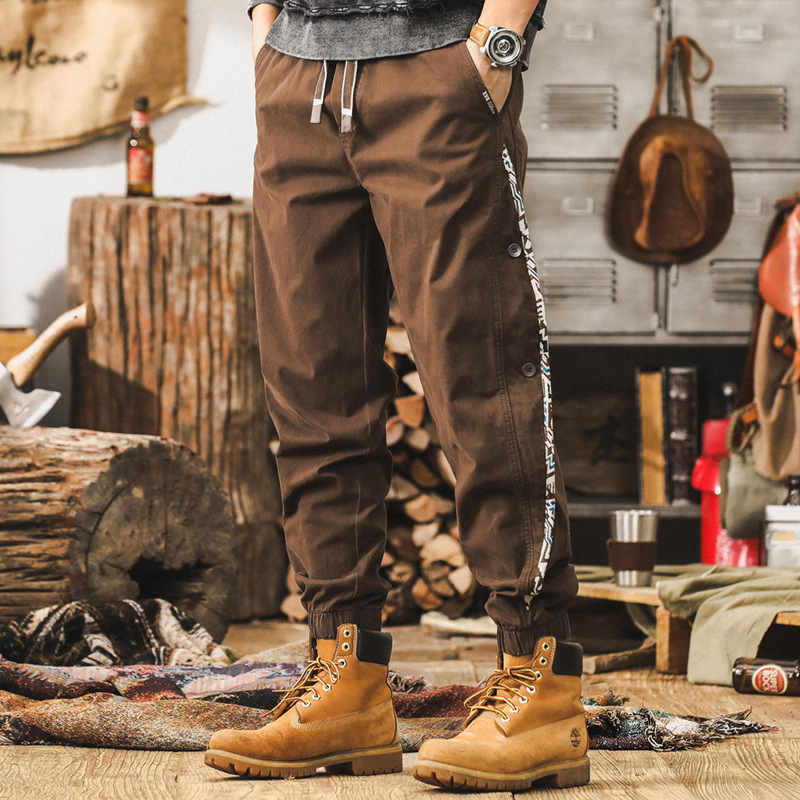 杰雷諾新疆精梳棉工裝褲子男秋冬季潮牌美式復古設計感寬鬆休閒褲