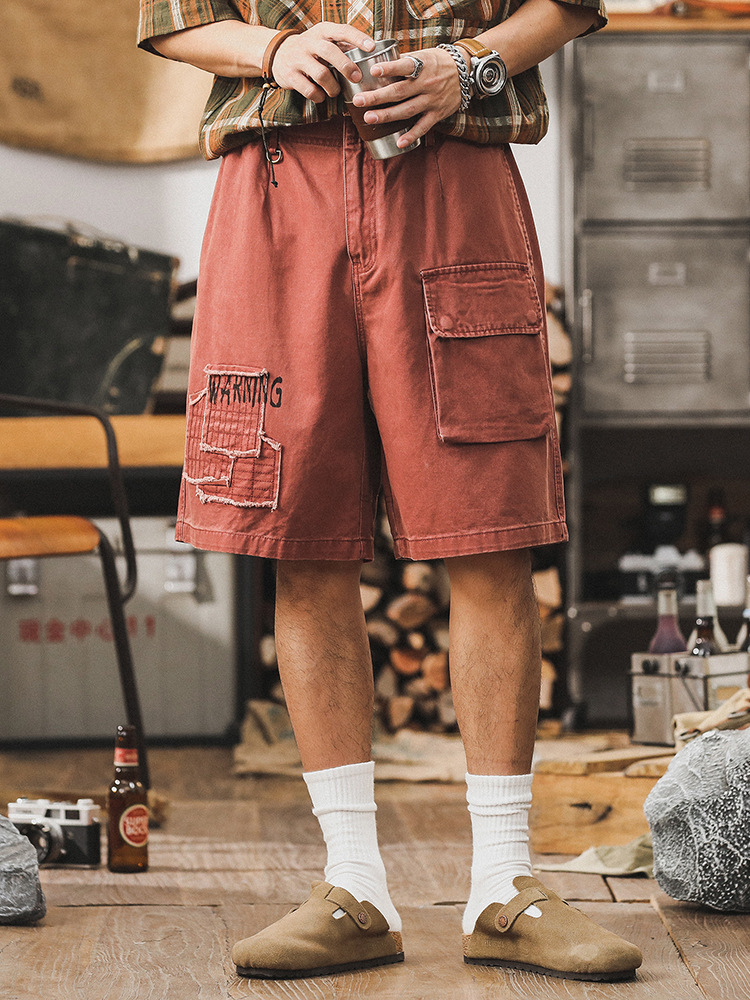 美式潮牌重磅工裝短褲男夏季潮流寬鬆大碼五分褲2024新款休閒褲男