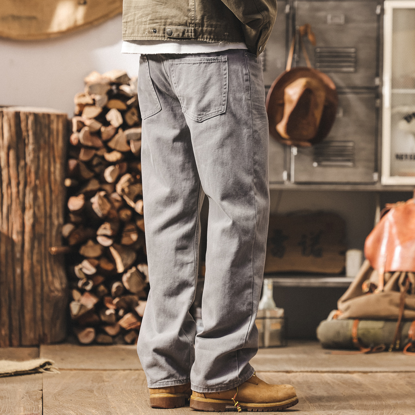 美式復古淺灰色牛仔褲男士2025秋季新款潮牌長褲子寬鬆直筒休閒褲