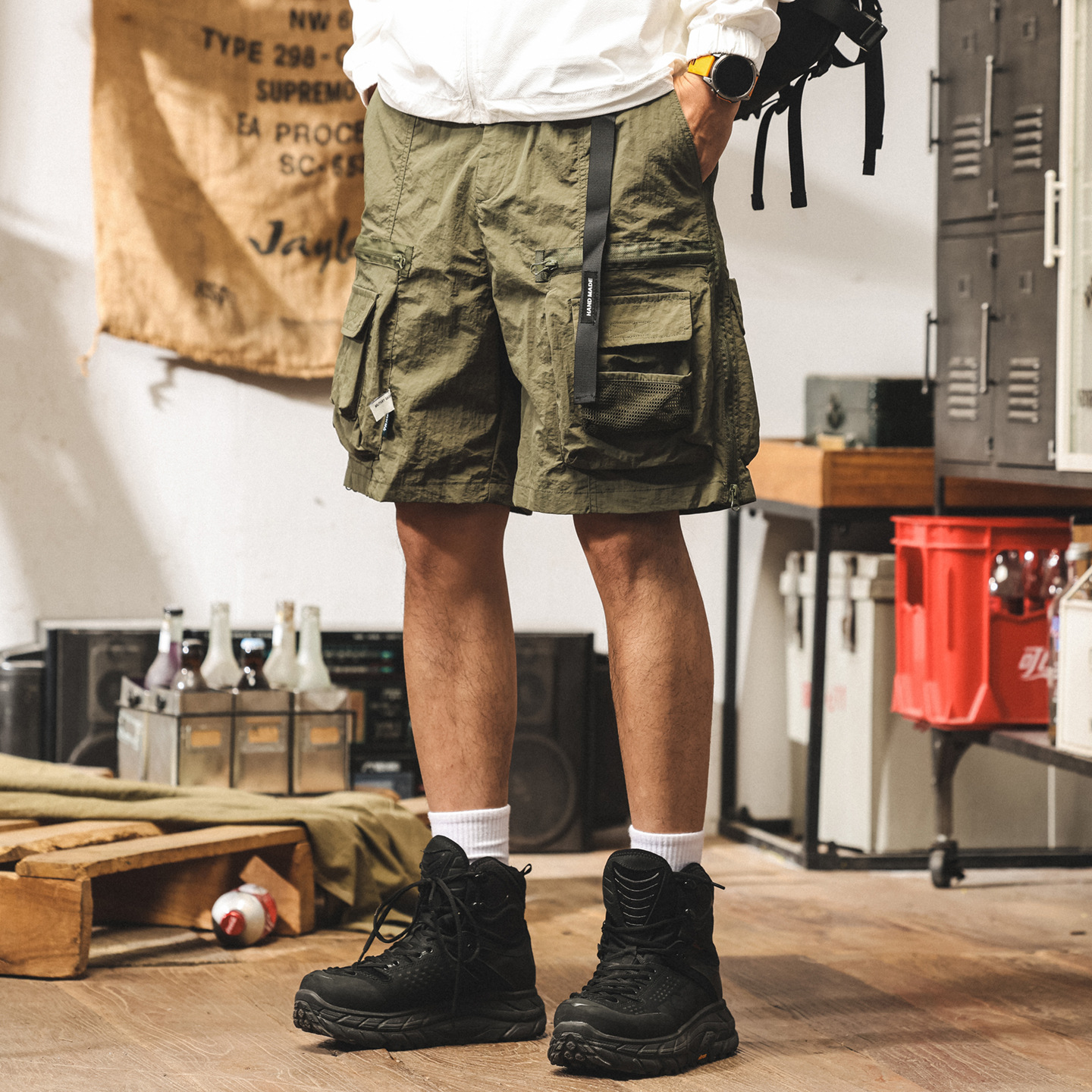 美式復古工裝短褲男士夏季新款潮牌五分褲男寬鬆戶外速干休閒中褲