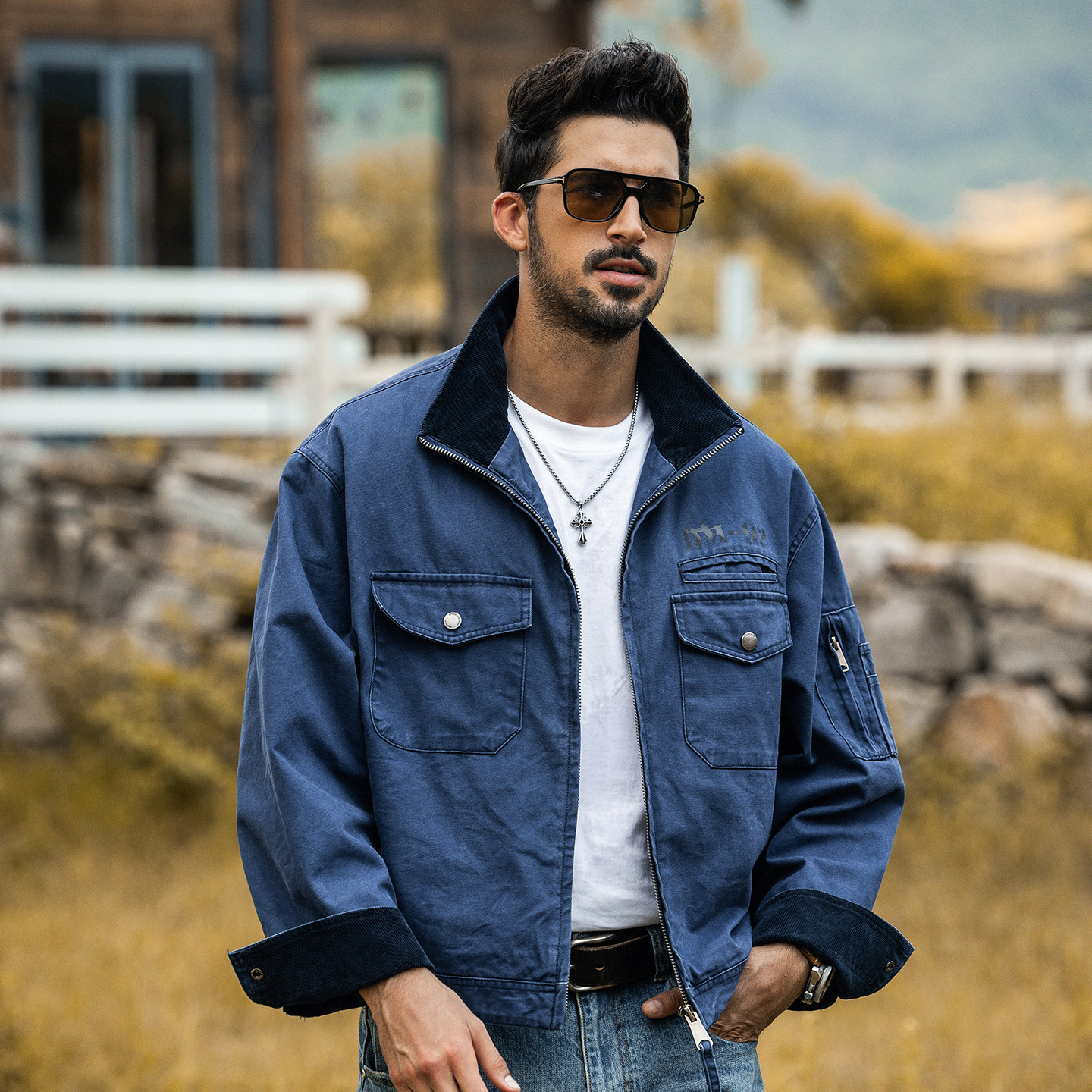 美式復古硬漢珠帆工裝外套男春秋2026新款重磅寬鬆潮牌水洗夾克男