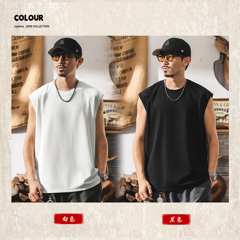 冰絲速乾健身運動背心男款夏季2025新款潮牌寬鬆無袖t恤坎肩上衣