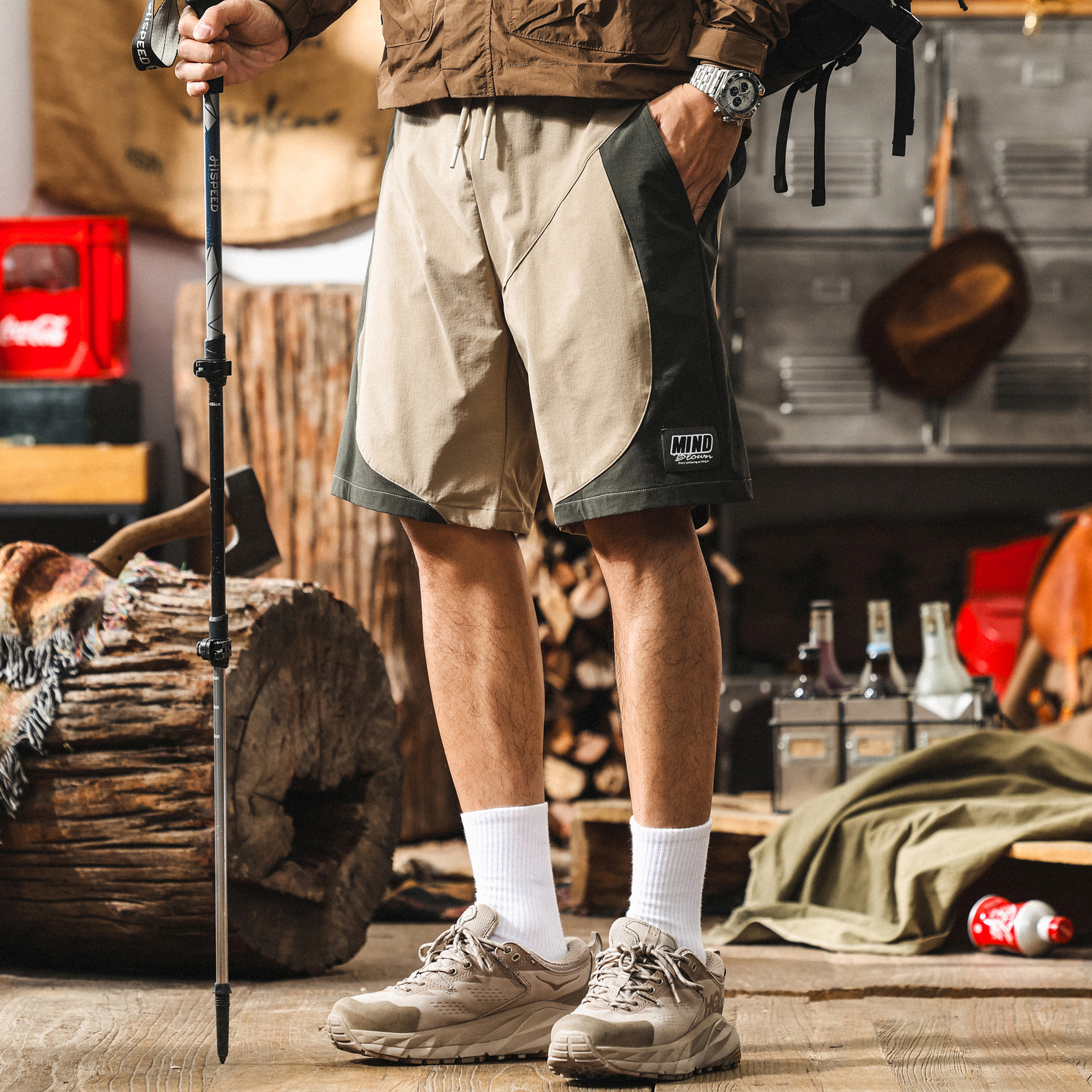 山系戶外工裝褲子男款夏季運動速幹中褲男寬鬆直筒薄款男生五分褲