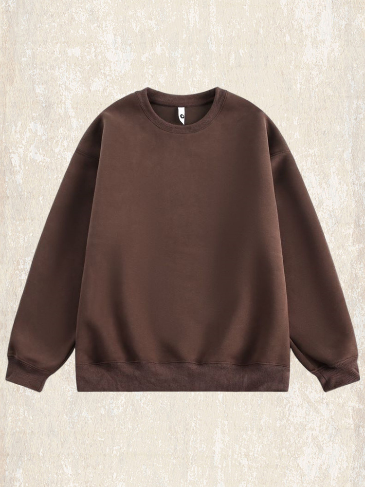 美式重磅圓領衛衣男款秋季潮牌寬鬆酒紅色上衣簡約百搭休閒衣服男