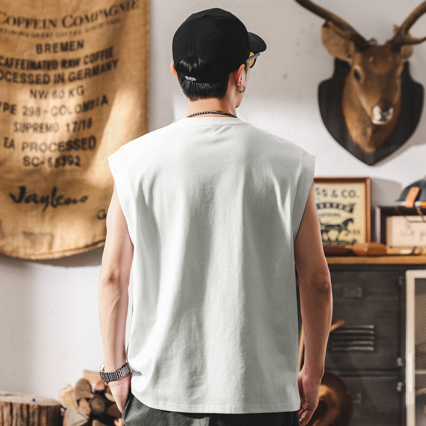 夏季新款涼感健身背心男潮牌寬鬆坎肩休閒大碼夏季無袖t恤男上衣