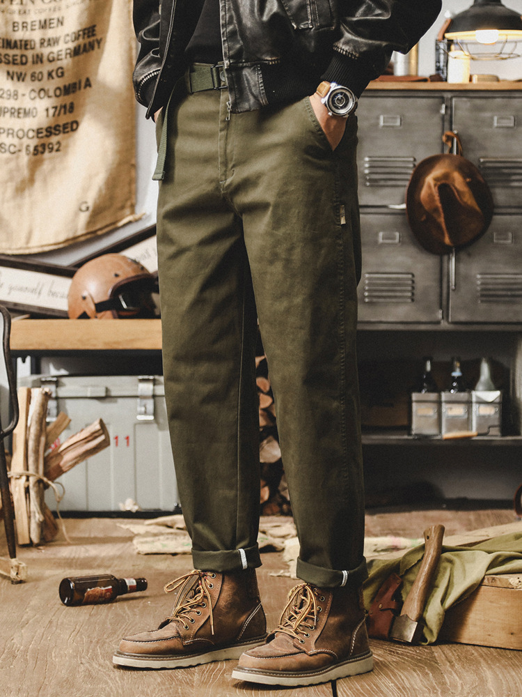 美式復古重磅直筒工裝褲子男秋季2024新款潮牌簡約寬鬆男款休閒褲