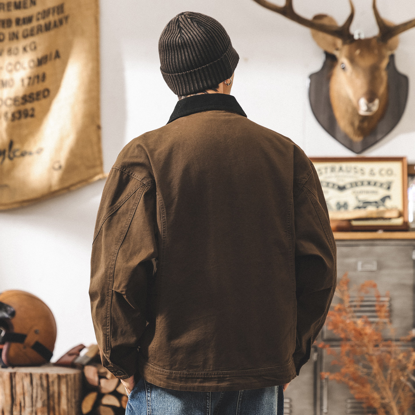 美式復古底特律夾克男款春季2026新款潮牌休閒寬鬆潮流春秋外套男