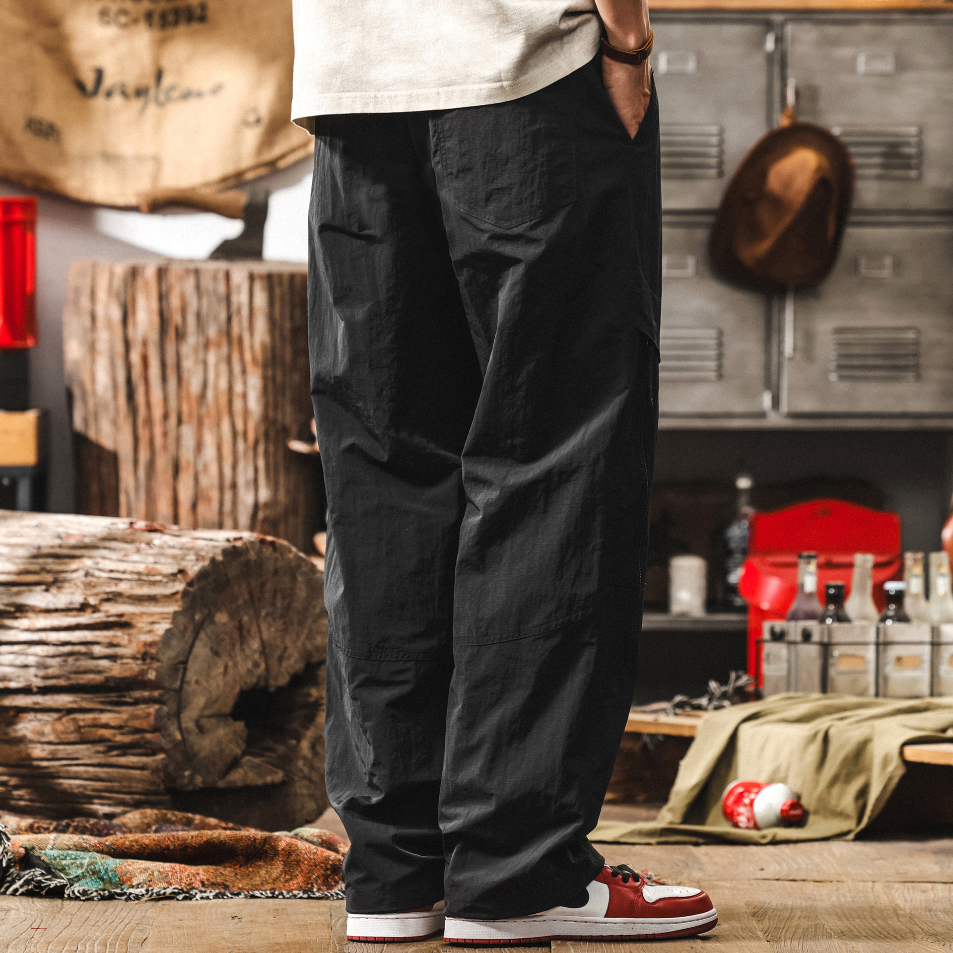 輕量化戶外冰絲涼感褲子男夏季薄款速幹徒步長褲男直筒寬鬆休閒褲