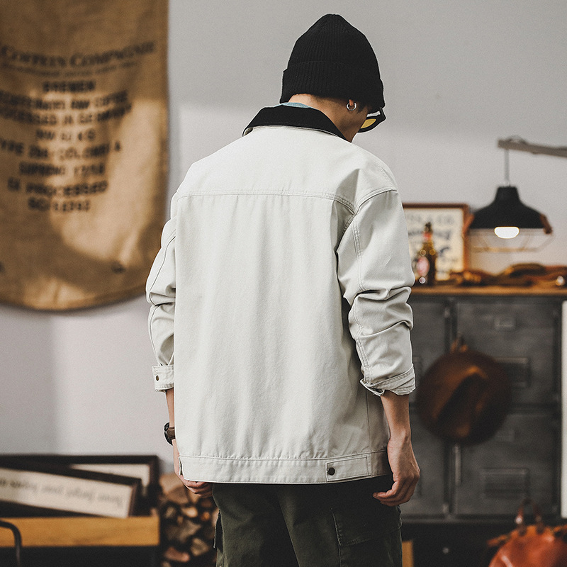 美式經典密歇根工裝夾克男春秋潮牌痞帥復古底特律獵裝硬漢外套男