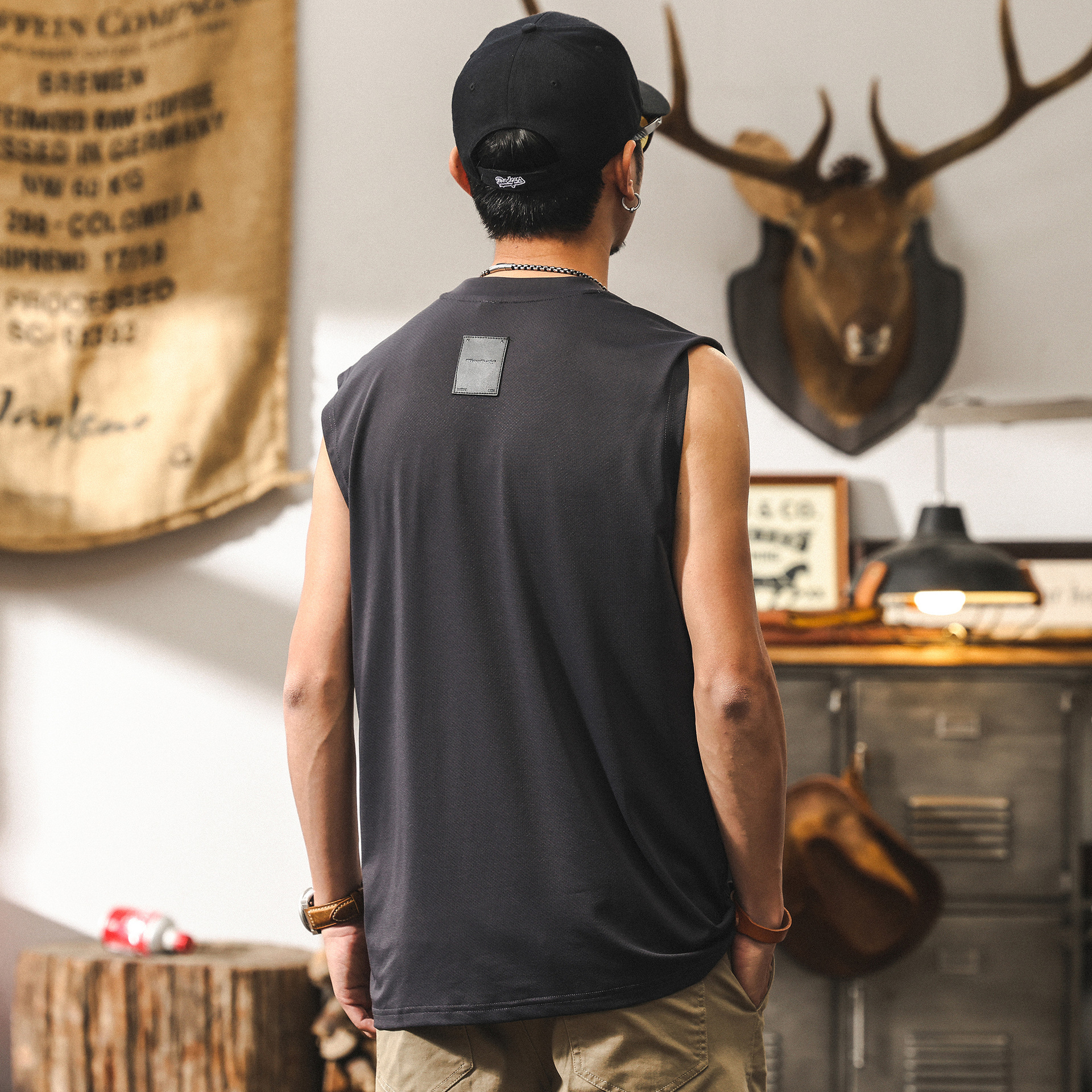 夏季冰絲網眼速乾涼感健身背心男款潮牌運動男士寬鬆大碼T恤上衣T